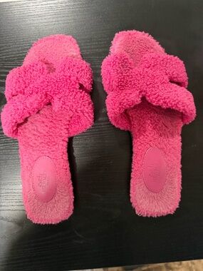 Hot Pink Sherpa Slide Sandals